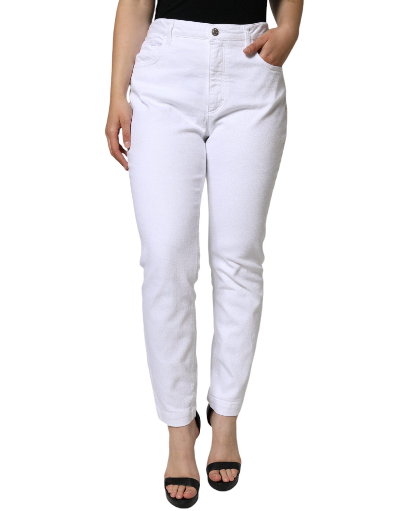 Dolce & Gabbana White Cotton Stretch AUDREY Skinny Jeans – IT48|XXL par Dolce & Gabbana | Disponible sur Sandy Store ByNet