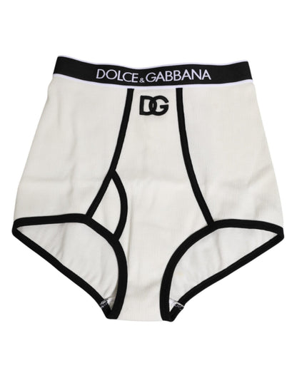Dolce & Gabbana White Cotton Stretch High Waist Culotte Underwear – IT2 | S par Dolce & Gabbana | Disponible sur Sandy Store ByNet