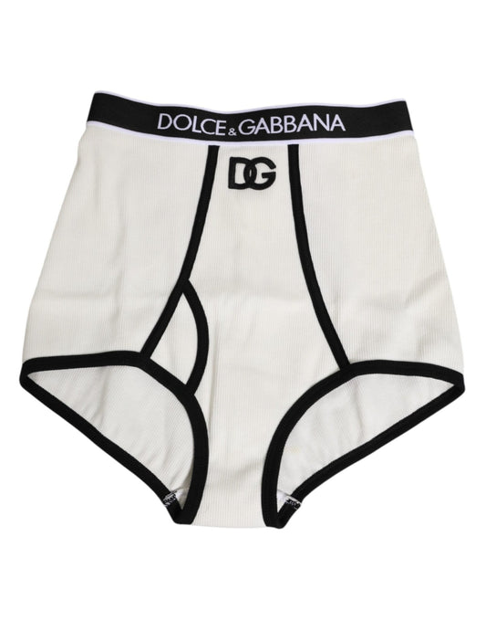 Dolce & Gabbana White Cotton Stretch High Waist Culotte Underwear – IT2 | S par Dolce & Gabbana | Disponible sur Sandy Store ByNet