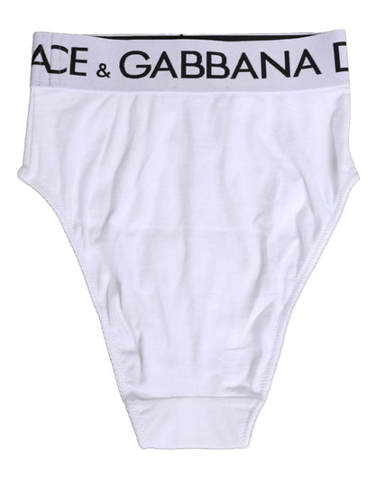 Dolce & Gabbana White Cotton Stretch High Waist Panty Underwear – IT1 | XS par Dolce & Gabbana | Disponible sur Sandy Store ByNet