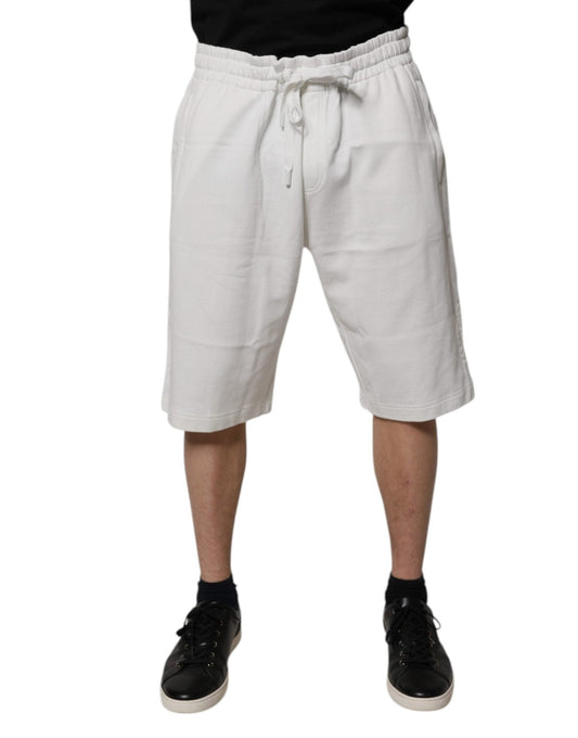 Dolce & Gabbana White Cotton Sweatshorts Men Bermuda Shorts - Sandy Store ByNet