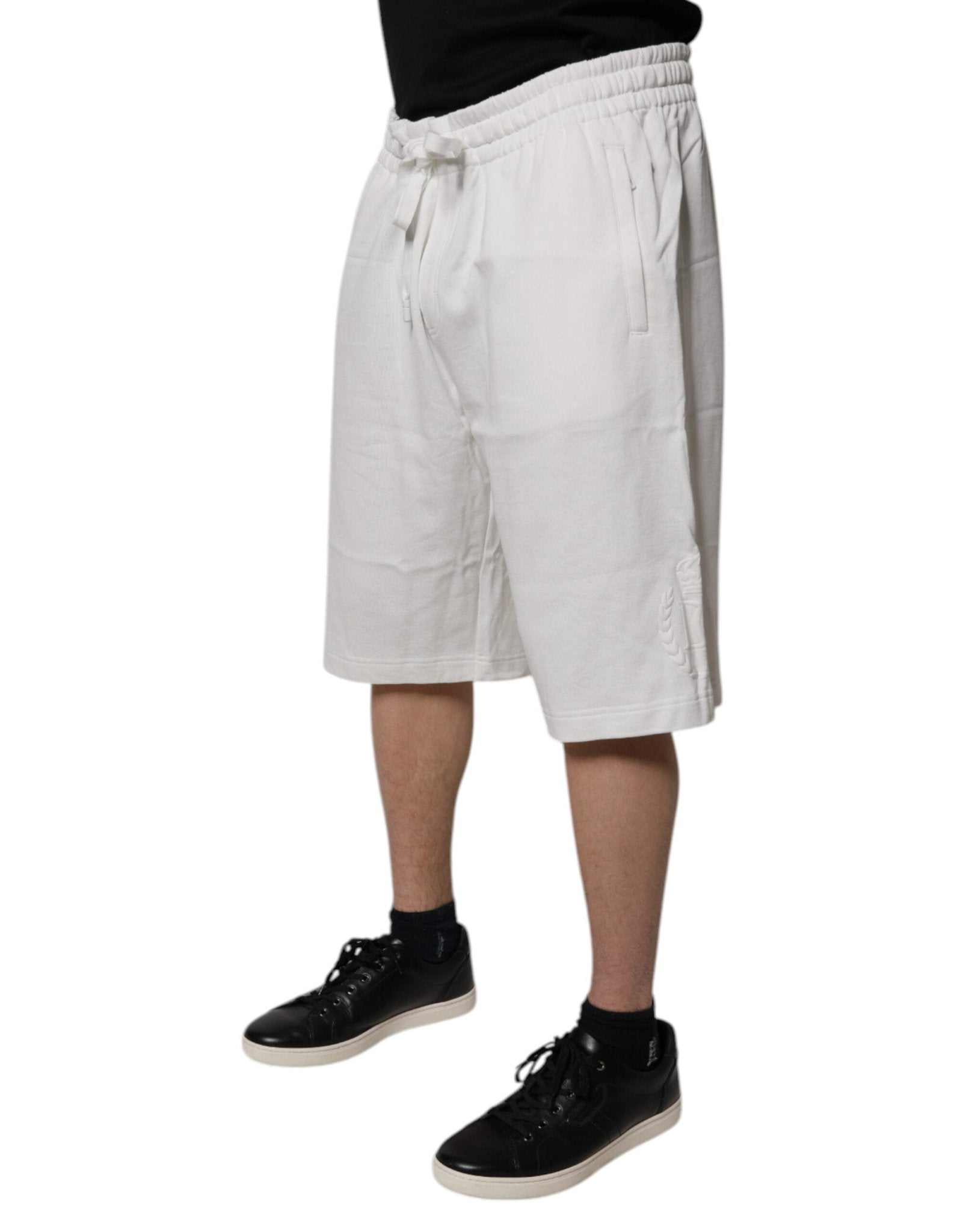 Dolce & Gabbana White Cotton Sweatshorts Men Bermuda Shorts - Sandy Store ByNet
