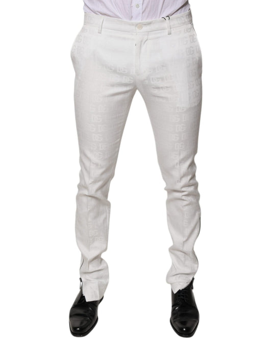 Dolce & Gabbana White Cotton Tapered Formal Dress Pants – IT48 | M par Dolce & Gabbana | Disponible sur Sandy Store ByNet