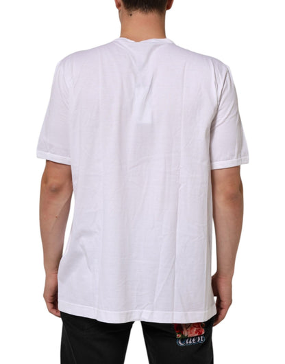 Dolce & Gabbana White Cotton V - Neck Short Sleeves T-shirt – IT60 | 3XL par Dolce & Gabbana | Disponible sur Sandy Store ByNet