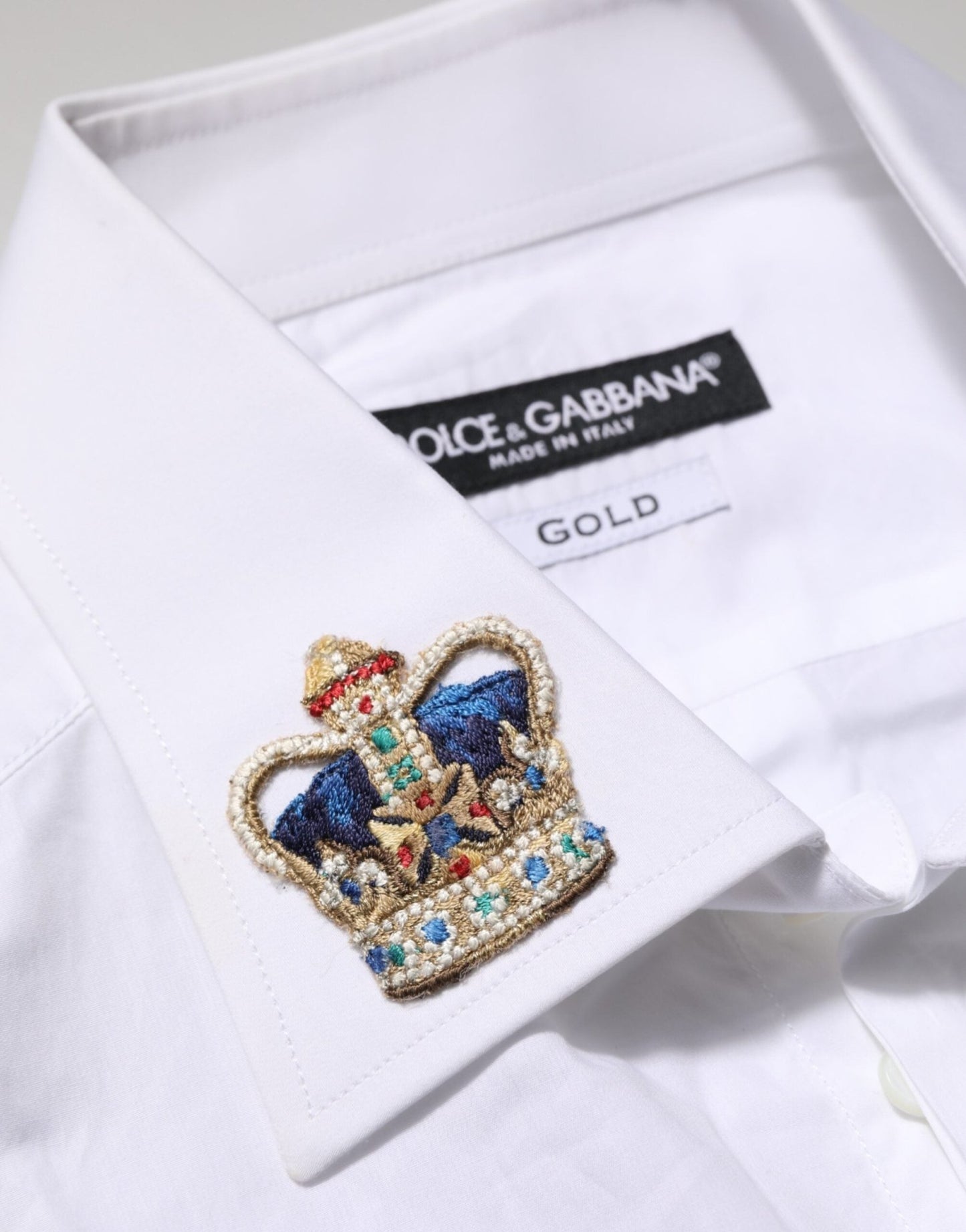 Dolce & Gabbana White Crown Collared GOLD Formal Dress Shirt – IT40 | M par Dolce & Gabbana | Disponible sur Sandy Store ByNet