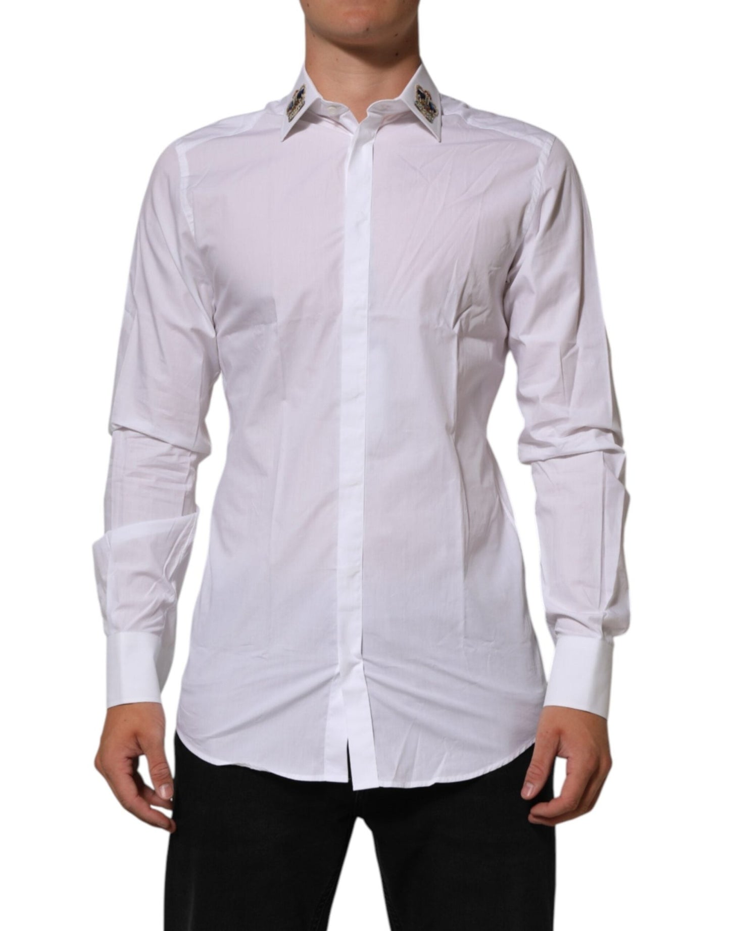 Dolce & Gabbana White Crown Collared GOLD Formal Dress Shirt – IT40 | M par Dolce & Gabbana | Disponible sur Sandy Store ByNet