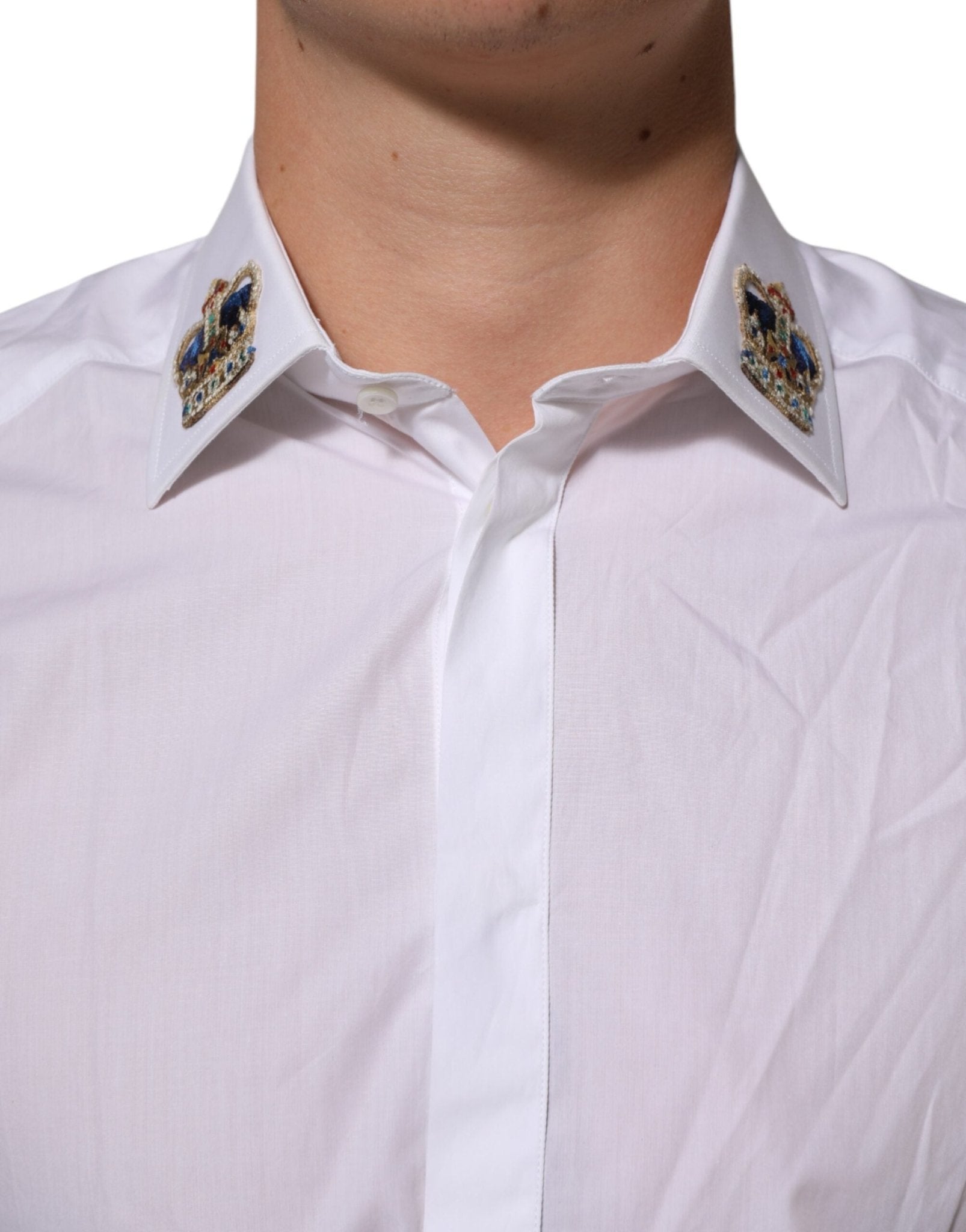 Dolce & Gabbana White Crown Collared GOLD Formal Dress Shirt – IT40 | M par Dolce & Gabbana | Disponible sur Sandy Store ByNet