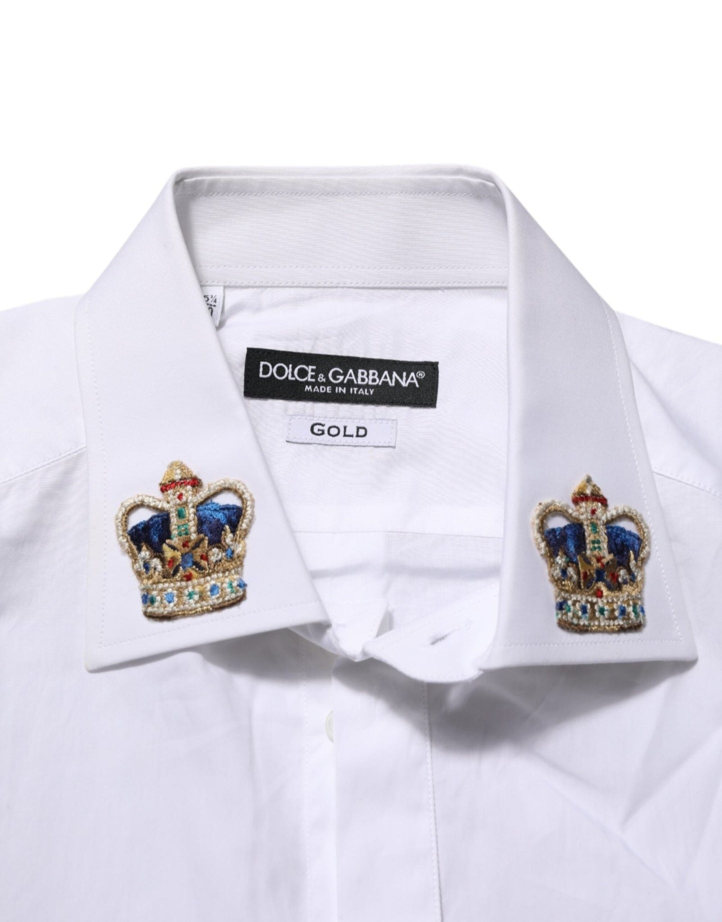 Dolce & Gabbana White Crown Collared GOLD Formal Dress Shirt – IT40 | M par Dolce & Gabbana | Disponible sur Sandy Store ByNet