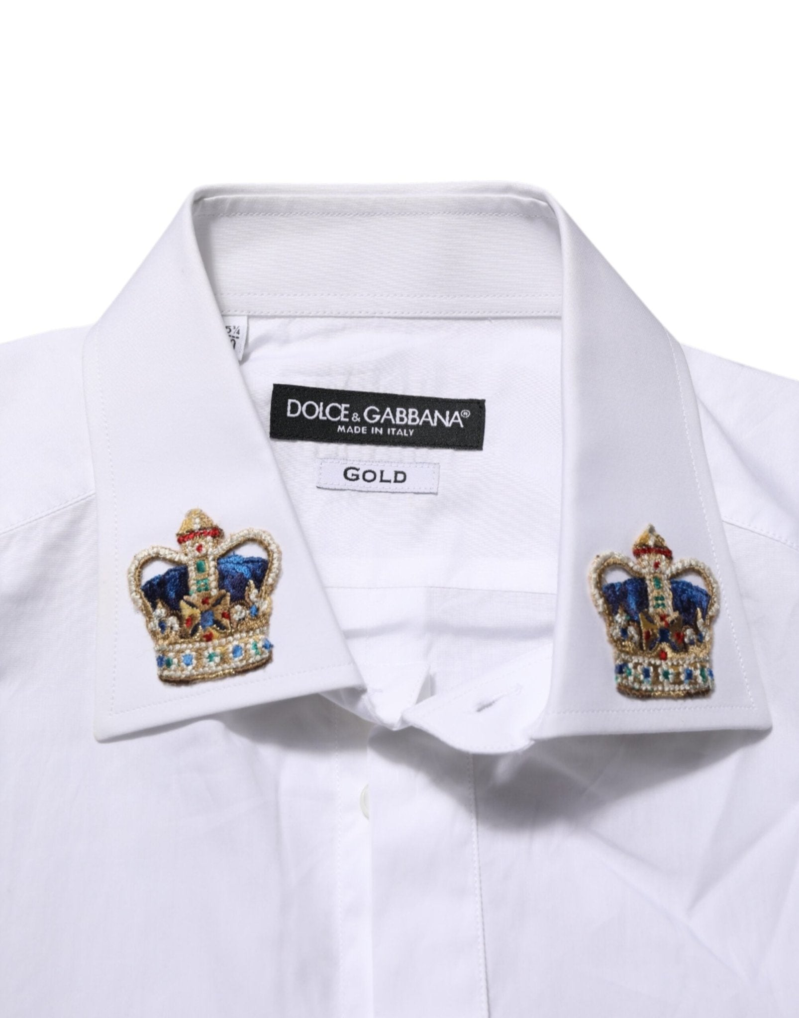 Dolce & Gabbana White Crown Collared GOLD Formal Dress Shirt – IT40 | M par Dolce & Gabbana | Disponible sur Sandy Store ByNet