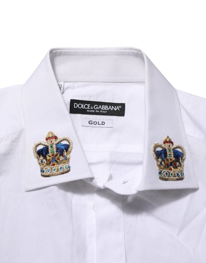 Dolce & Gabbana White Crown Collared GOLD Formal Dress Shirt – IT40 | M par Dolce & Gabbana | Disponible sur Sandy Store ByNet