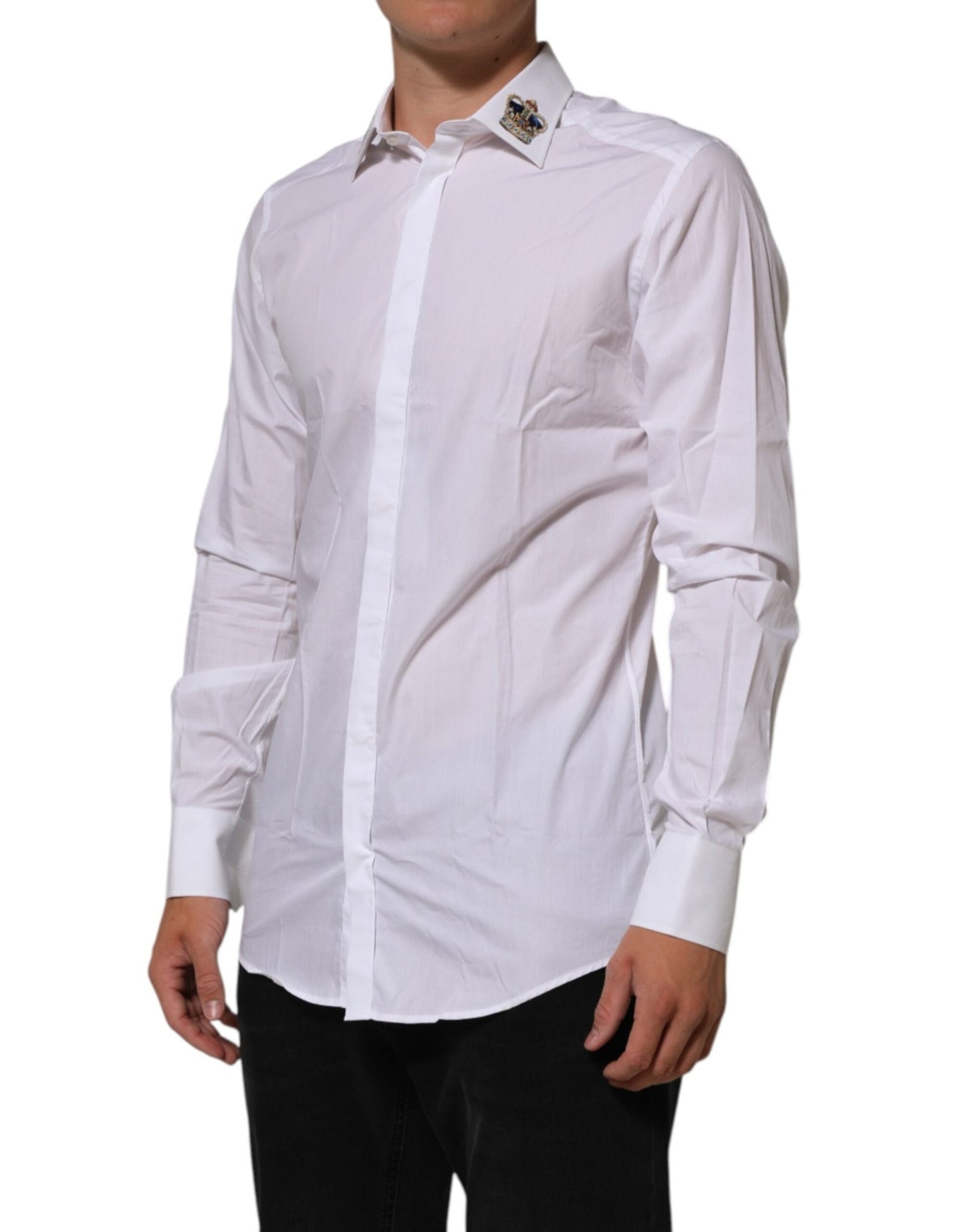 Dolce & Gabbana White Crown Collared GOLD Formal Dress Shirt – IT40 | M par Dolce & Gabbana | Disponible sur Sandy Store ByNet