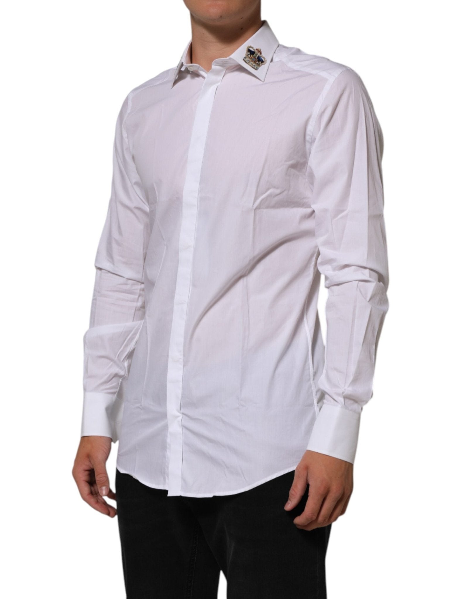 Dolce & Gabbana White Crown Collared GOLD Formal Dress Shirt – IT40 | M par Dolce & Gabbana | Disponible sur Sandy Store ByNet