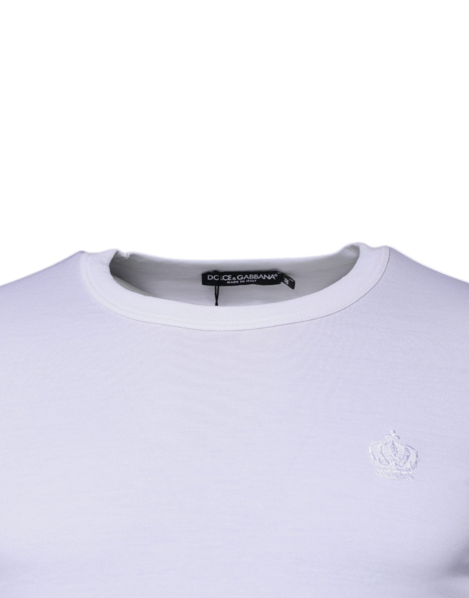 Dolce & Gabbana White Crown Crew Neck Cotton Pullover Sweater - Sandy Store ByNet