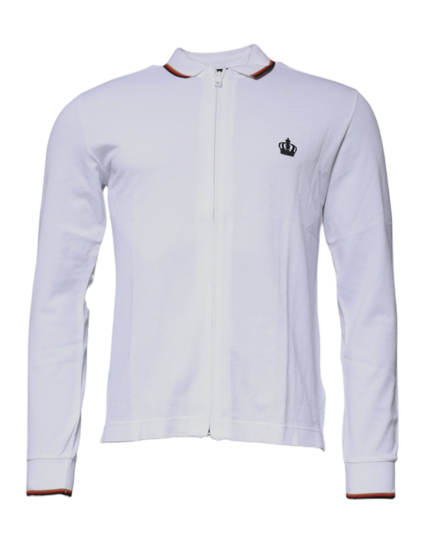 Dolce & Gabbana White Crown Men Full Zip Sweatshirt Sweater - Sandy Store ByNet