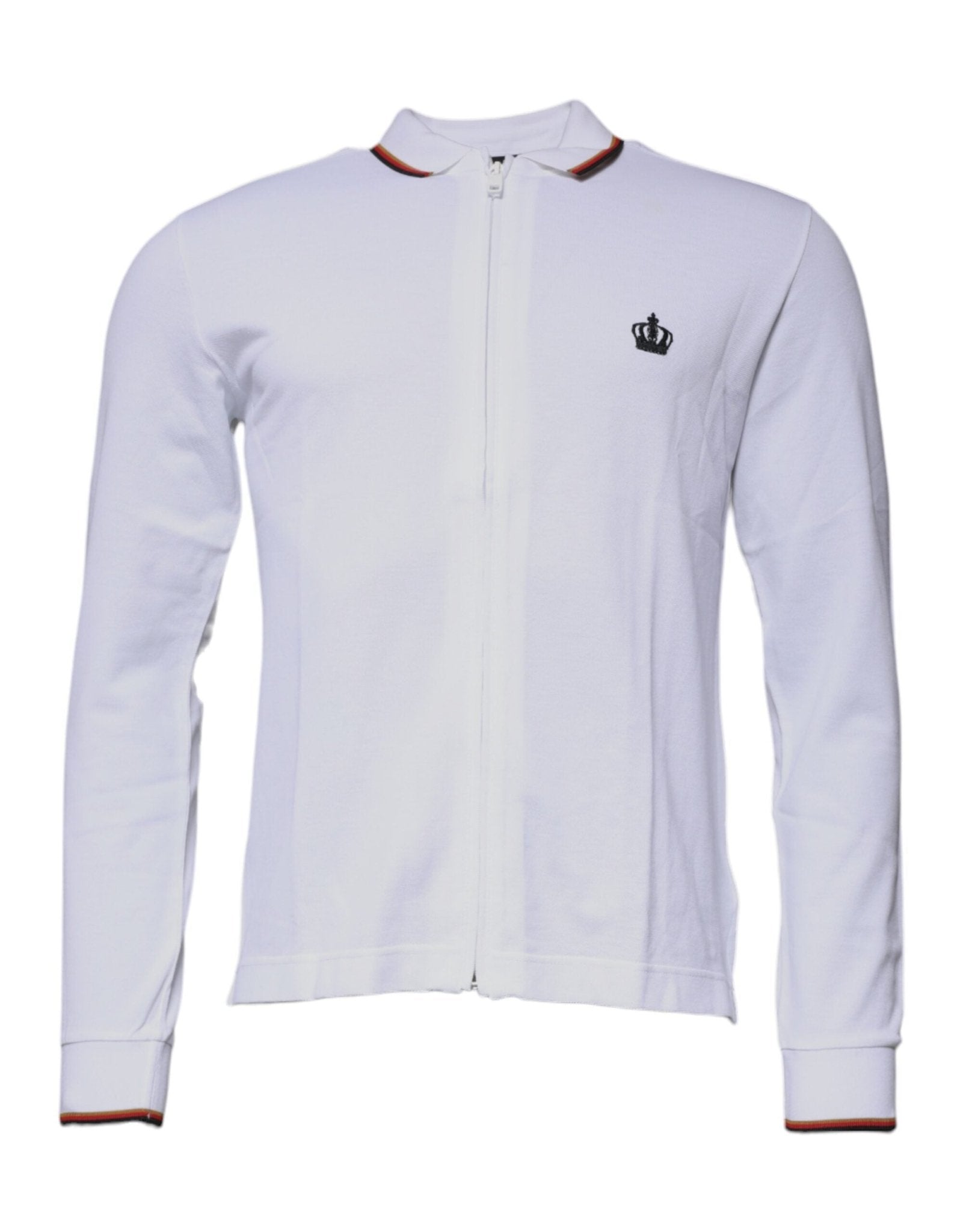 Dolce & Gabbana White Crown Men Full Zip Sweatshirt Sweater - Sandy Store ByNet