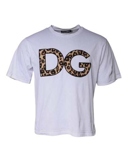 Dolce & Gabbana White DG Logo Cotton Shorts Sleeves T-shirt – IT52 | XL par Dolce & Gabbana | Disponible sur Sandy Store ByNet