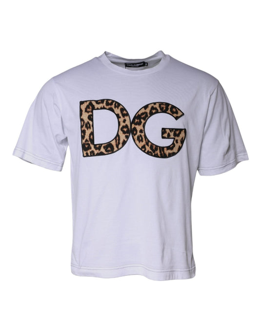Dolce & Gabbana White DG Logo Cotton Shorts Sleeves T-shirt – IT52 | XL par Dolce & Gabbana | Disponible sur Sandy Store ByNet