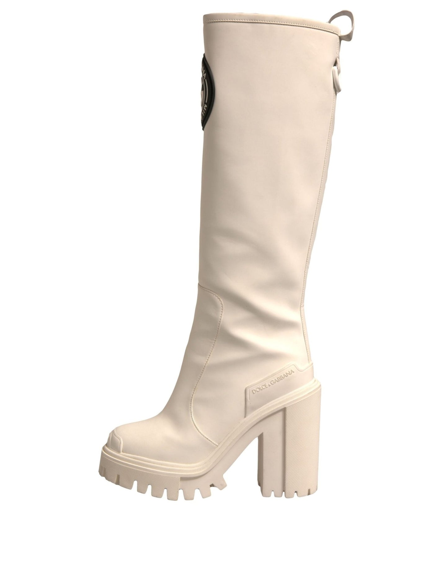 Dolce & Gabbana White DG Logo Hi Trekking Plateau Biker Boots Shoes - Sandy Store ByNet