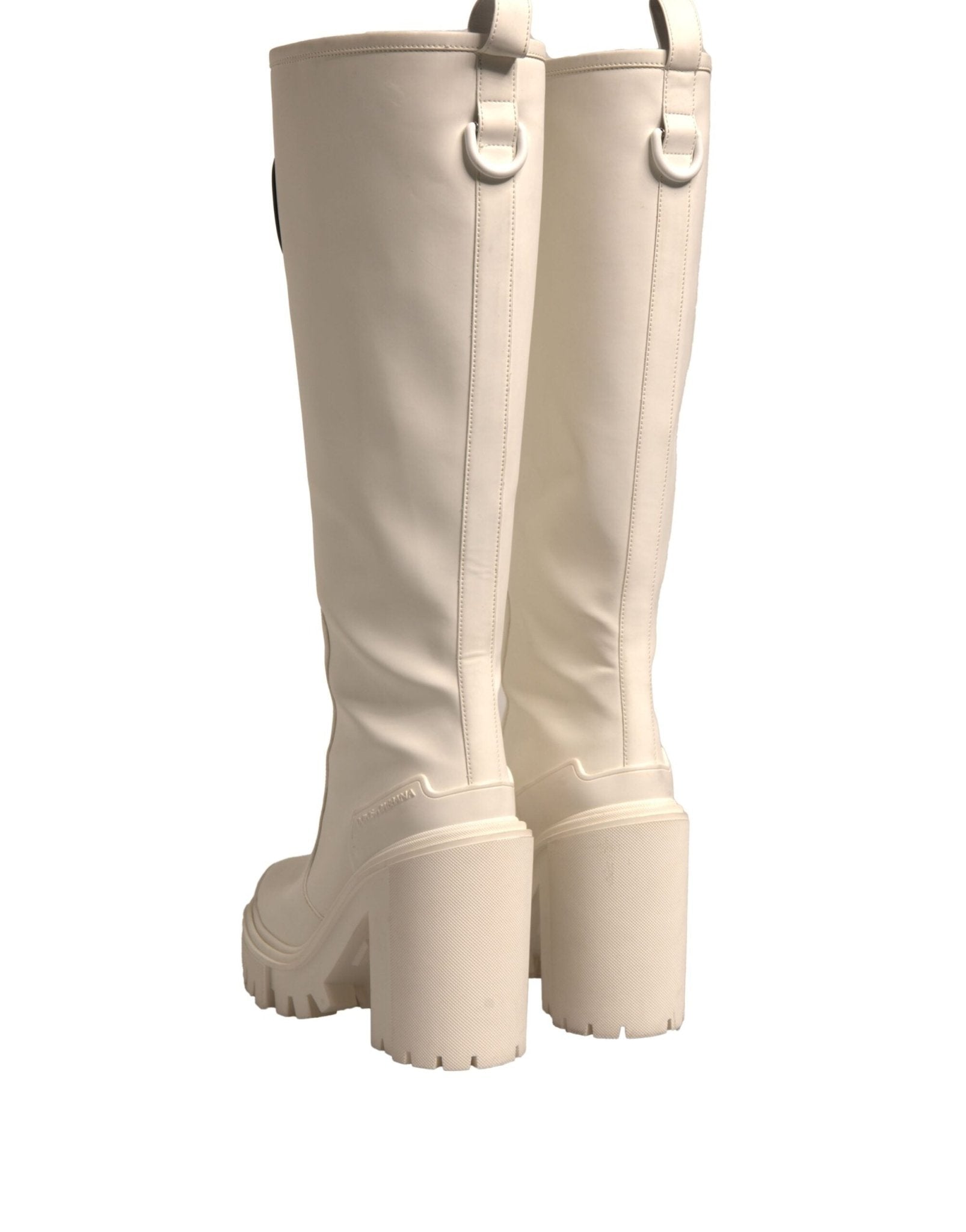 Dolce & Gabbana White DG Logo Hi Trekking Plateau Biker Boots Shoes - Sandy Store ByNet