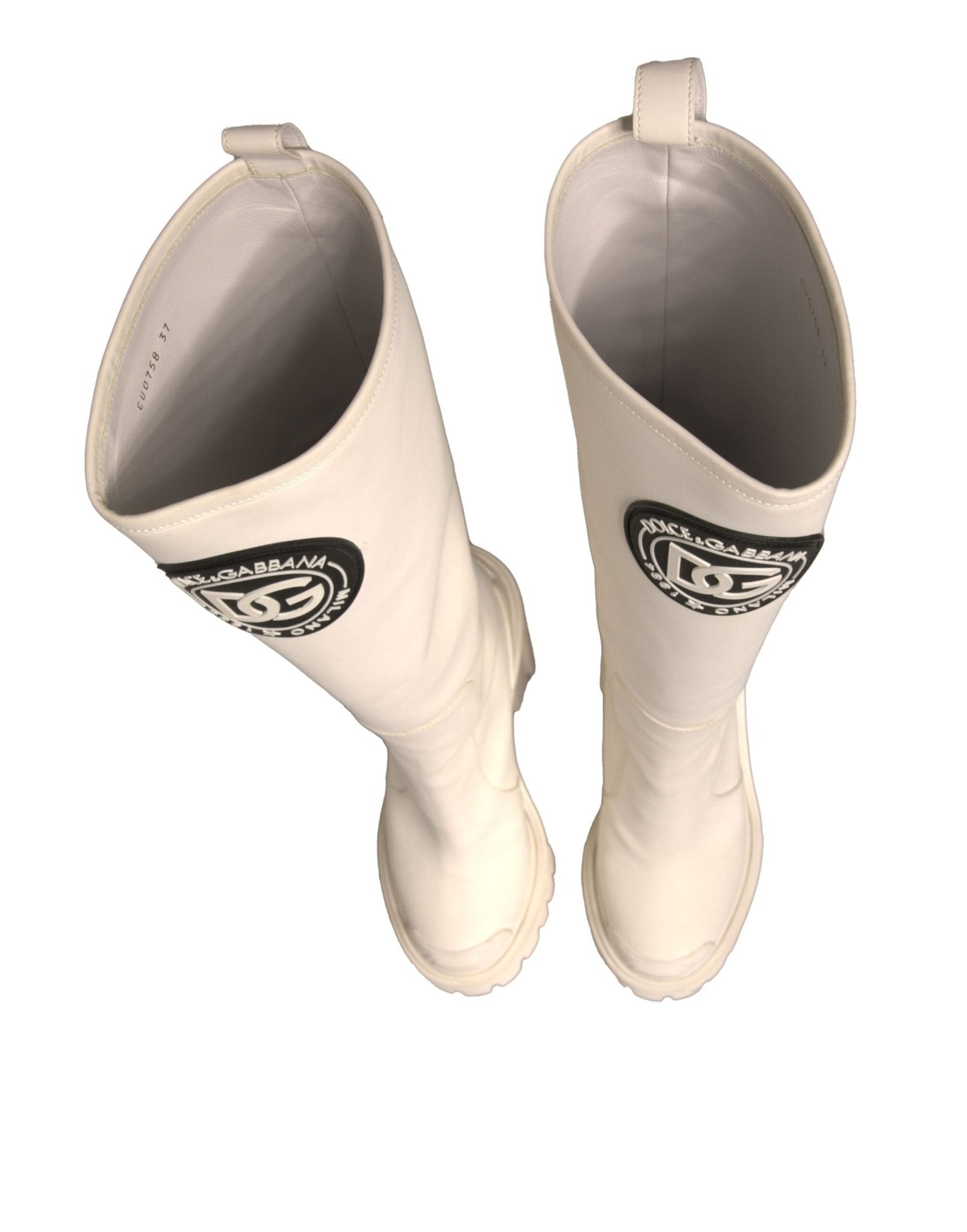 Dolce & Gabbana White DG Logo Hi Trekking Plateau Biker Boots Shoes - Sandy Store ByNet
