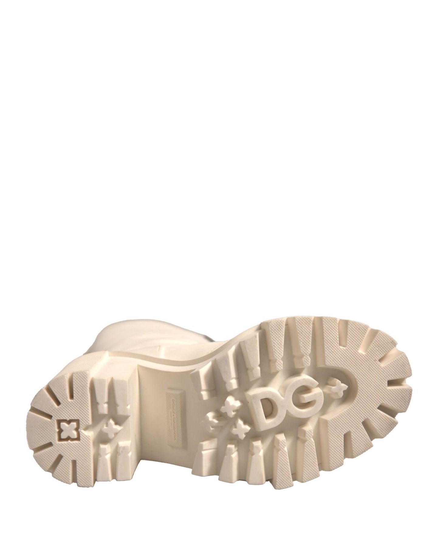 Dolce & Gabbana White DG Logo Hi Trekking Plateau Biker Boots Shoes - Sandy Store ByNet