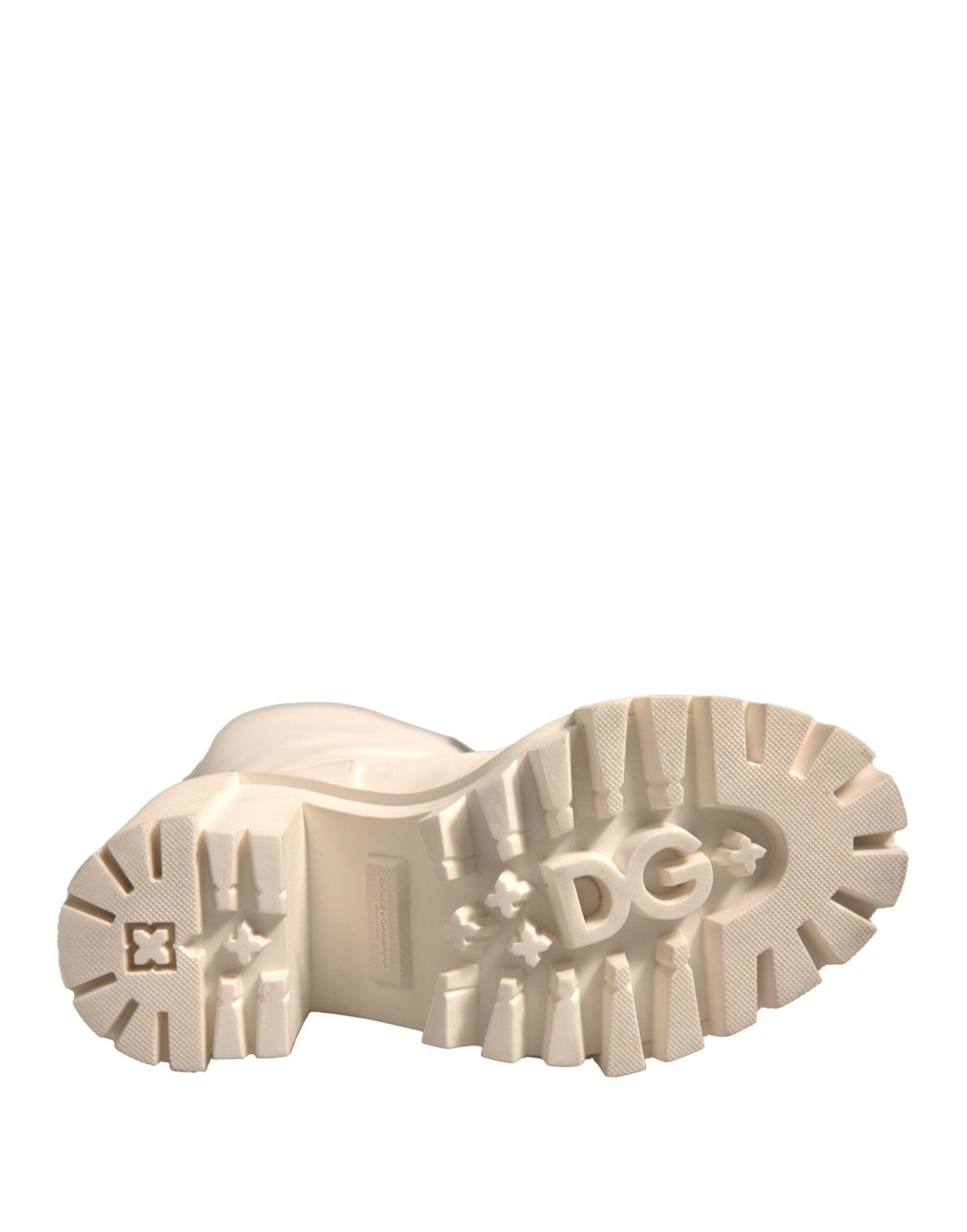 Dolce & Gabbana White DG Logo Hi Trekking Plateau Biker Boots Shoes - Sandy Store ByNet