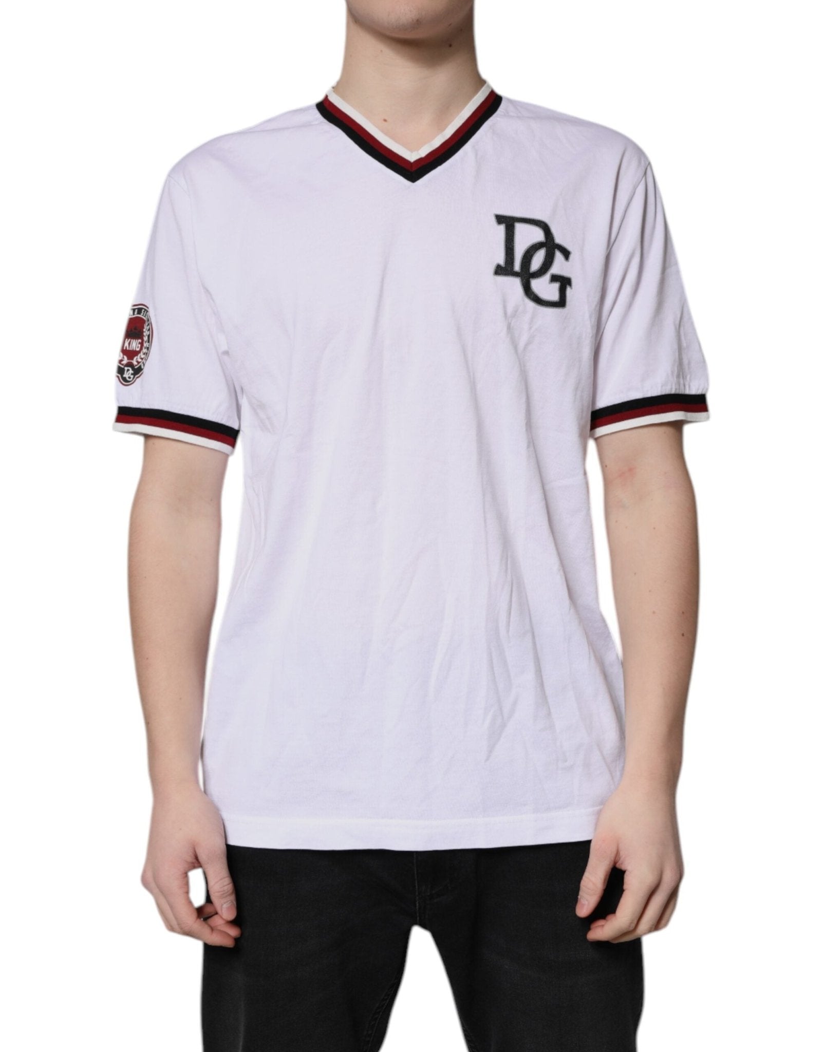 Dolce & Gabbana White #DGMillennials King Crown V - neck T-shirt - Sandy Store ByNet