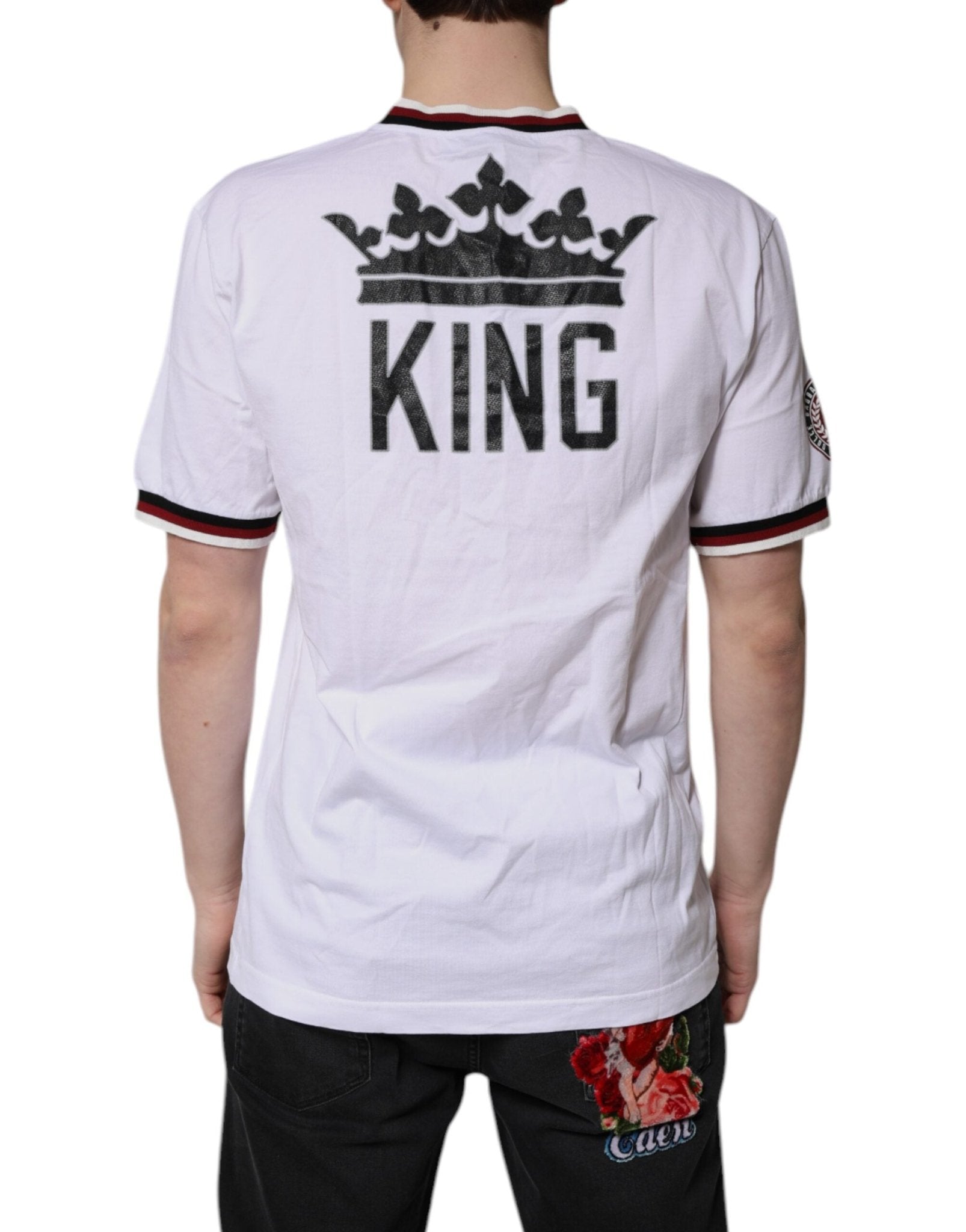 Dolce & Gabbana White #DGMillennials King Crown V - neck T-shirt - Sandy Store ByNet