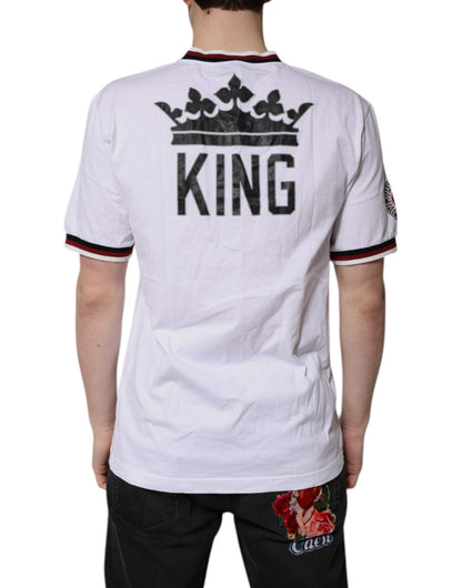 Dolce & Gabbana White #DGMillennials King Crown V - neck T-shirt - Sandy Store ByNet