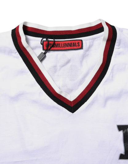 Dolce & Gabbana White #DGMillennials King Crown V - neck T-shirt - Sandy Store ByNet