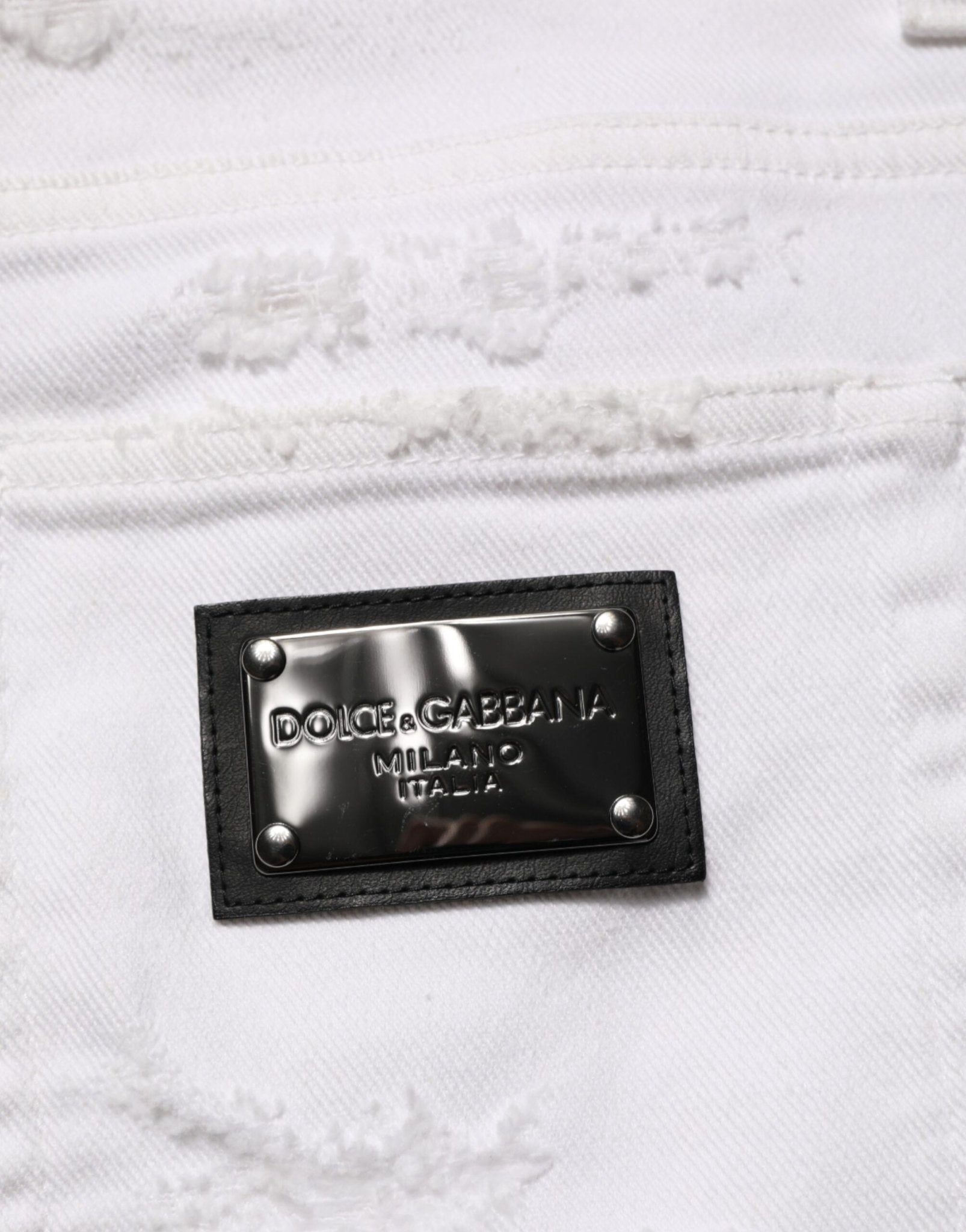 Dolce & Gabbana White Distressed Ripped Denim Trouser Jeans – IT48 | M par Dolce & Gabbana | Disponible sur Sandy Store ByNet