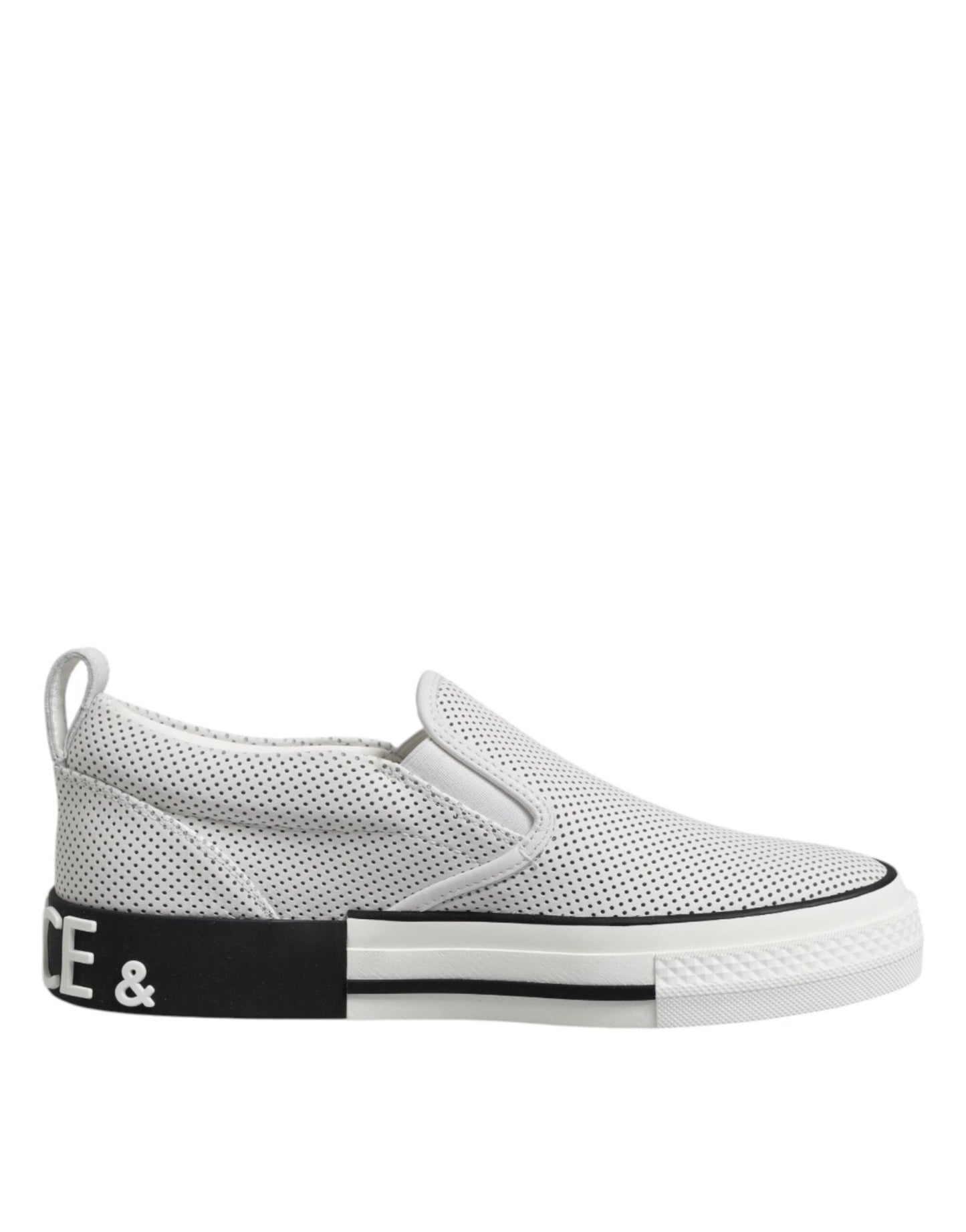 Dolce & Gabbana White Dotted Leather Slip On Men Sneakers Shoes – EU39/US6 par Dolce & Gabbana | Disponible sur Sandy Store ByNet