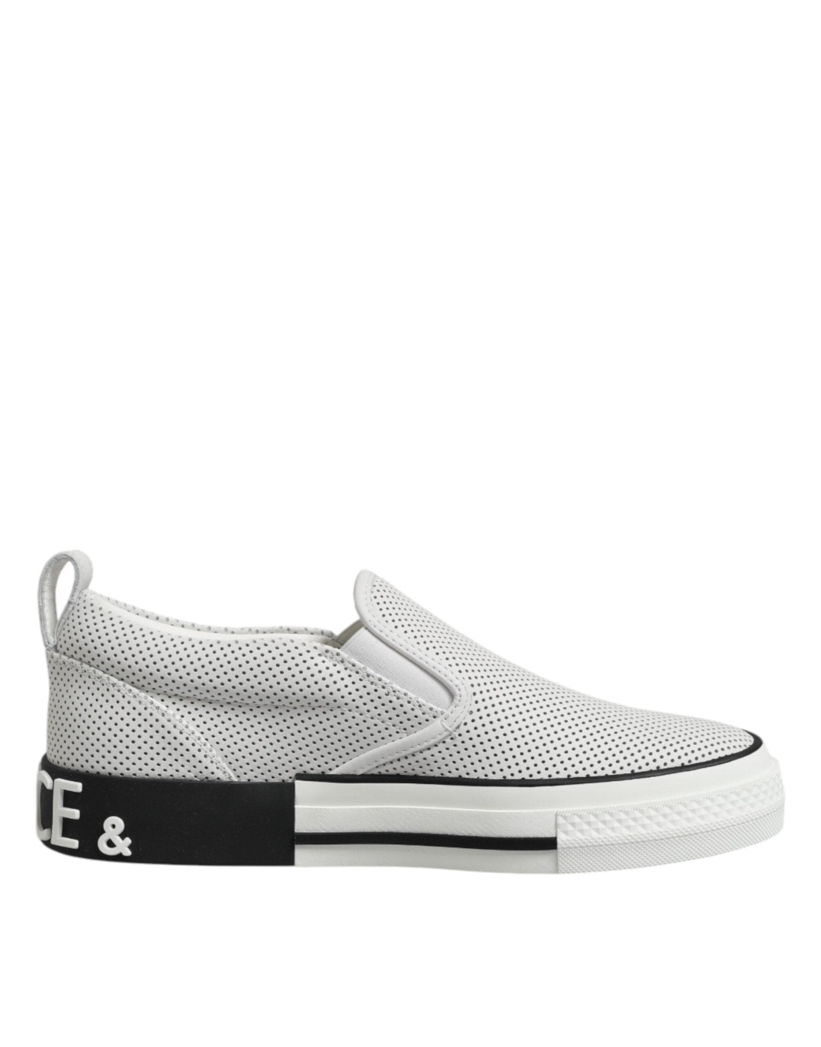 Dolce & Gabbana White Dotted Leather Slip On Men Sneakers Shoes – EU39/US6 par Dolce & Gabbana | Disponible sur Sandy Store ByNet