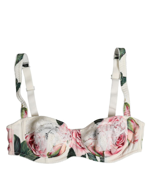 Dolce & Gabbana White Floral Balconette Underwired Bra Underwear – IT1 | XS par Dolce & Gabbana | Disponible sur Sandy Store ByNet