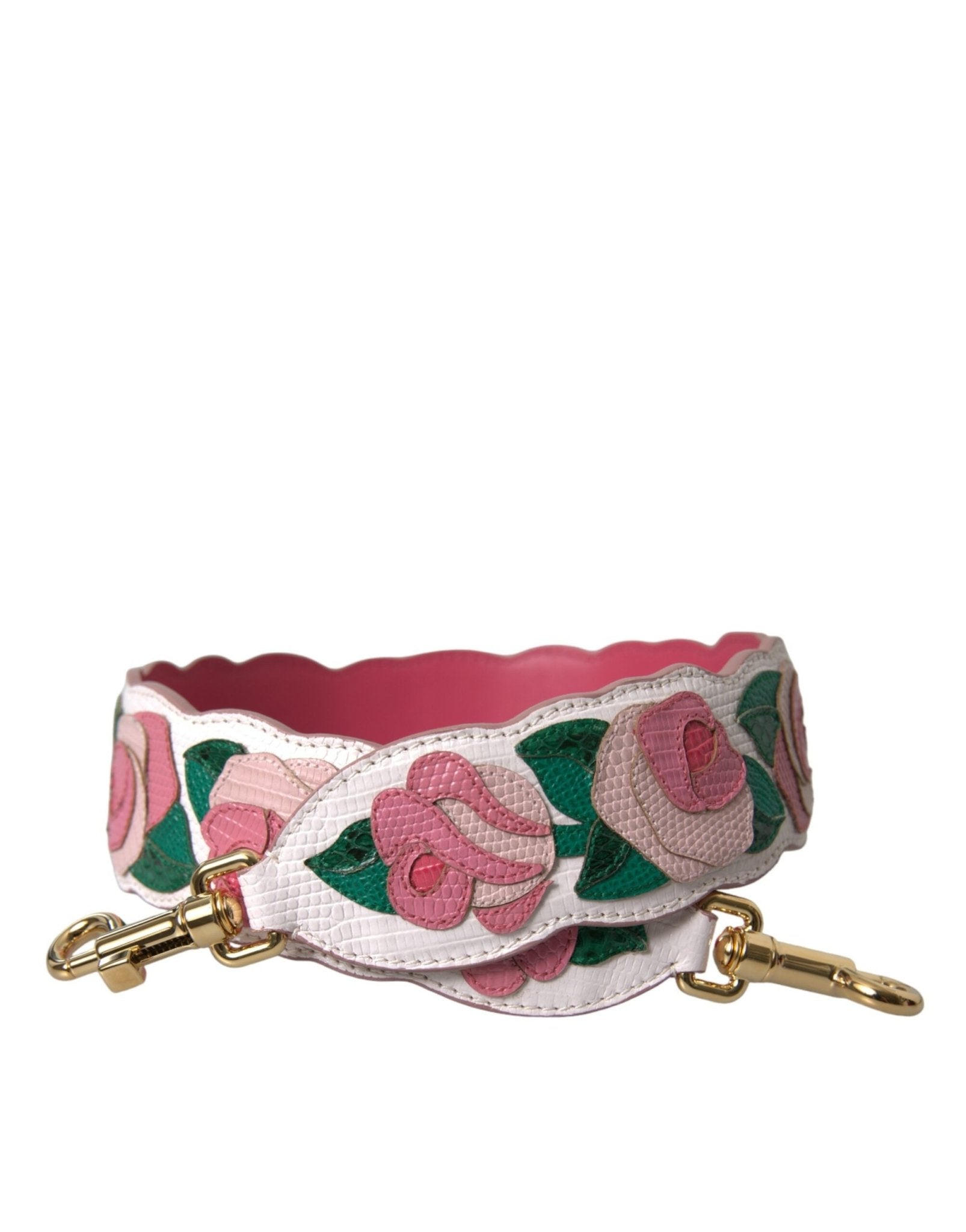 Dolce & Gabbana White Floral Leather Accessory Shoulder Strap - Sandy Store ByNet