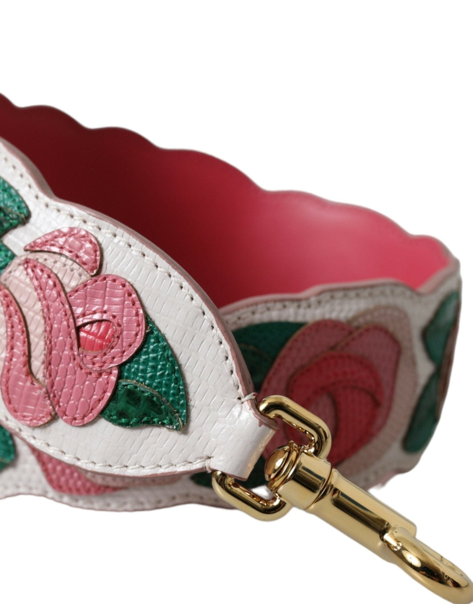 Dolce & Gabbana White Floral Leather Accessory Shoulder Strap - Sandy Store ByNet