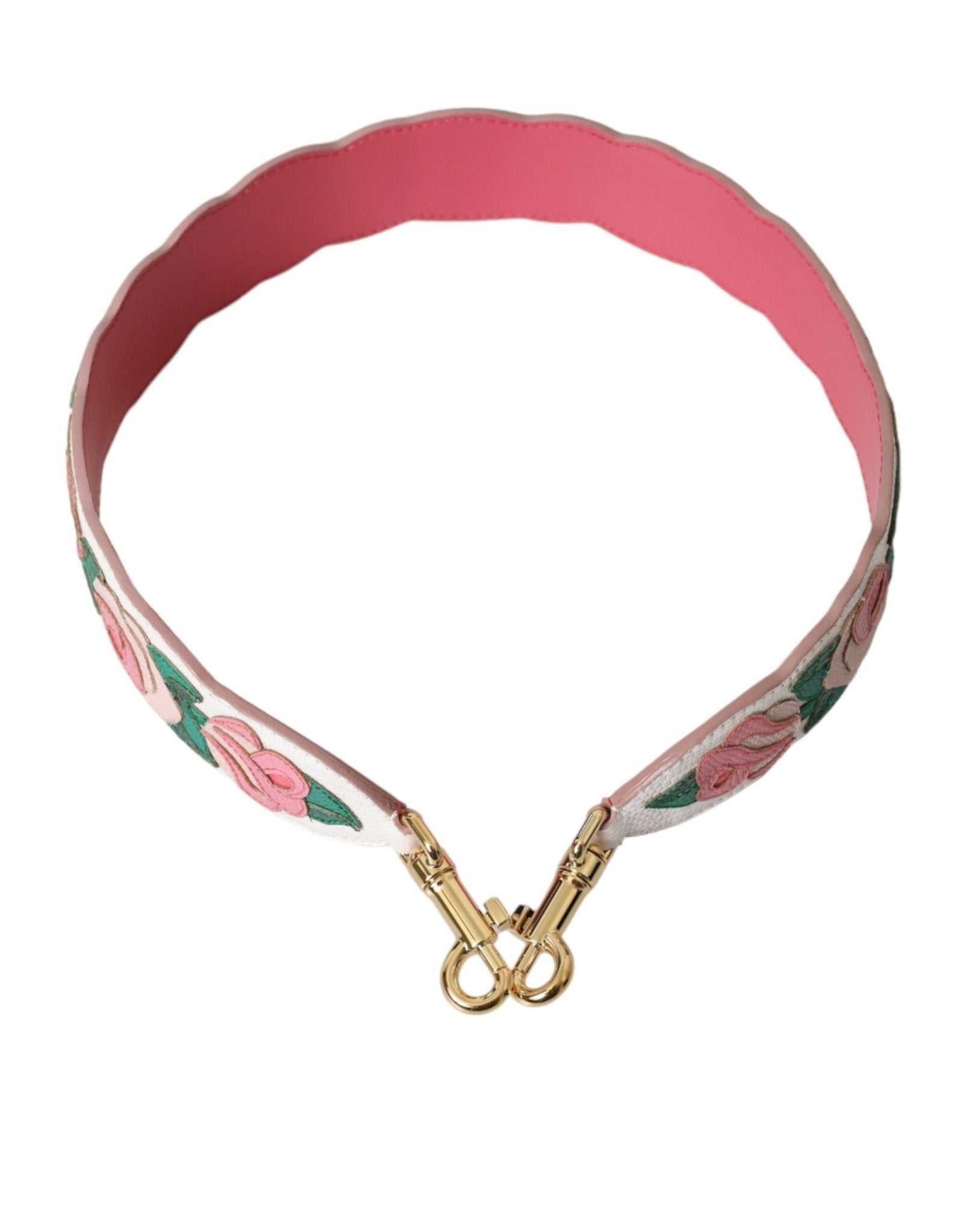 Dolce & Gabbana White Floral Leather Accessory Shoulder Strap - Sandy Store ByNet