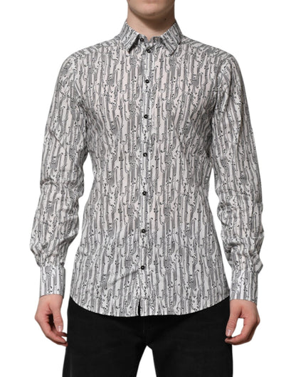 Dolce & Gabbana White Floral Print Casual Long Sleeves Shirt – IT40 | M par Dolce & Gabbana | Disponible sur Sandy Store ByNet