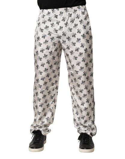 Dolce & Gabbana White Floral Silk Casual Lounge Pants – IT3 | XS par Dolce & Gabbana | Disponible sur Sandy Store ByNet