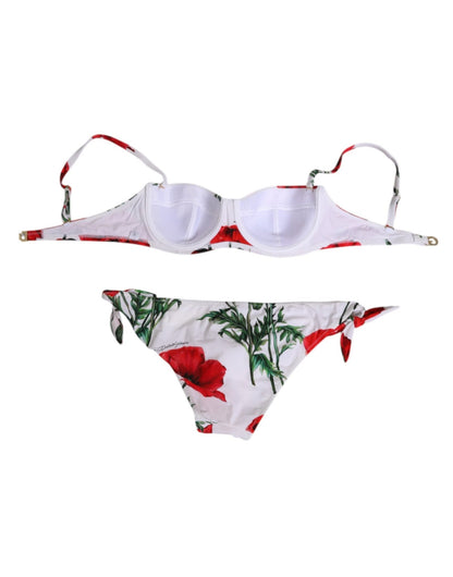 Dolce & Gabbana White Floral Swimsuit 2 Piece Top Bottom Swimwear – IT3 | M par Dolce & Gabbana | Disponible sur Sandy Store ByNet
