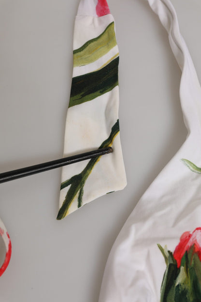 Dolce & Gabbana White Floral Swimsuit 2 Piece Top Bottom Swimwear – IT5 | XL par Dolce & Gabbana | Disponible sur Sandy Store ByNet