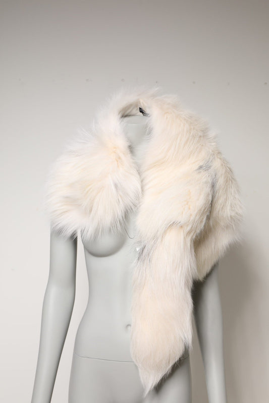 Dolce & Gabbana White Fox Fur Neck Wrap Warmer Winter Scarf - Sandy Store ByNet