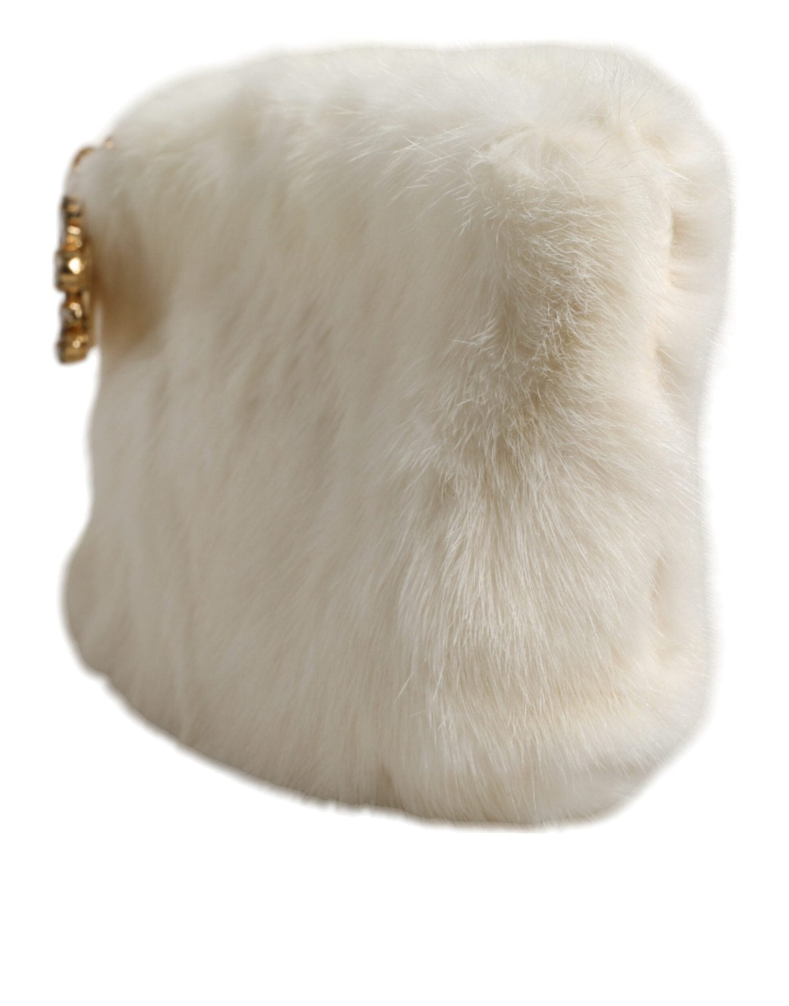 Dolce & Gabbana White Fur Handbag Clutch Purse Pouch Bag - Sandy Store ByNet