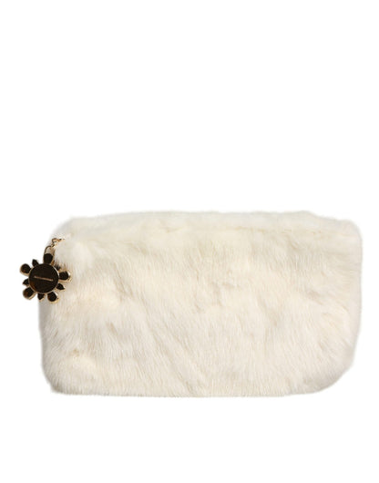 Dolce & Gabbana White Fur Handbag Clutch Purse Pouch Bag - Sandy Store ByNet