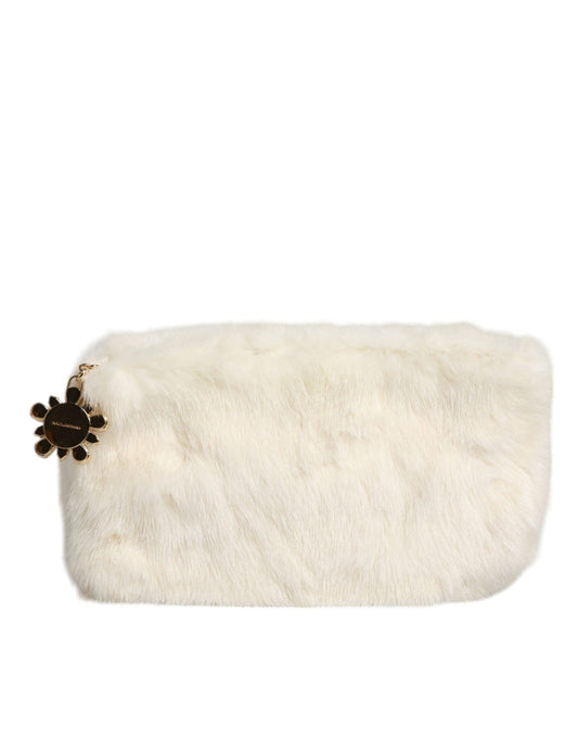 Dolce & Gabbana White Fur Handbag Clutch Purse Pouch Bag - Sandy Store ByNet