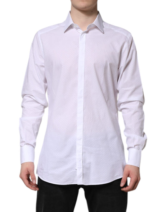 Dolce & Gabbana White GOLD Cotton Long Sleeves Formal Shirt – IT42 | XL par Dolce & Gabbana | Disponible sur Sandy Store ByNet
