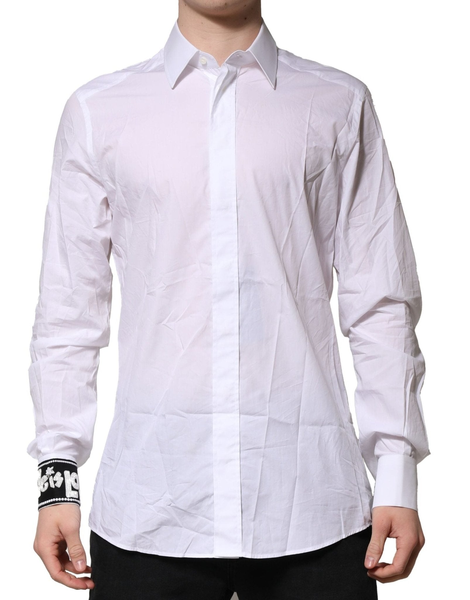 Dolce & Gabbana White GOLD Cotton Men Dress Formal Shirt – IT42 | XL par Dolce & Gabbana | Disponible sur Sandy Store ByNet