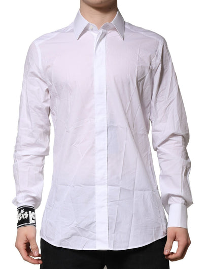 Dolce & Gabbana White GOLD Cotton Men Dress Formal Shirt – IT42 | XL par Dolce & Gabbana | Disponible sur Sandy Store ByNet
