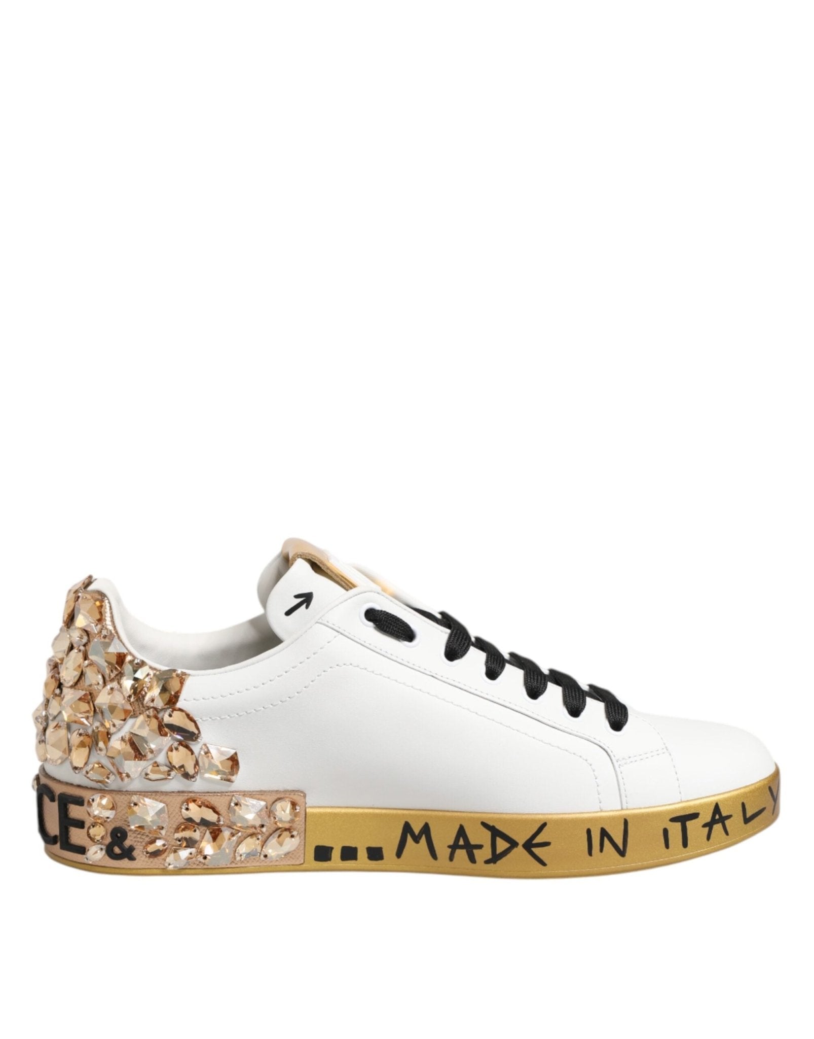 Dolce & Gabbana White Gold Crystal Portofino Sneakers Shoes – EU40.5/US7.5 par Dolce & Gabbana | Disponible sur Sandy Store ByNet