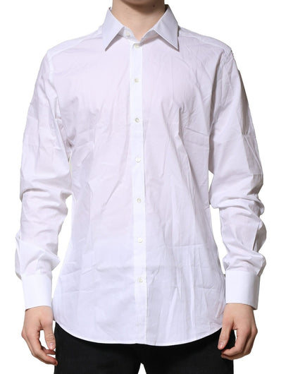 Dolce & Gabbana White GOLD Long Sleeves Dress Formal Shirt – IT43 | 2XL par Dolce & Gabbana | Disponible sur Sandy Store ByNet